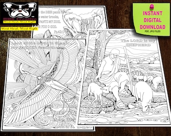 Bible Coloring Pages Psalms 23, The Lord is my Shepherd Printable 3 sets