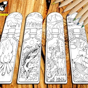 DIY Coloring Bookmarks Bible Journaling Adventure theme Bottle Unique 4 sets