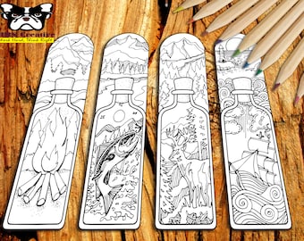 DIY Coloring Bookmarks Bible Journaling Adventure theme Bottle Unique 4 sets