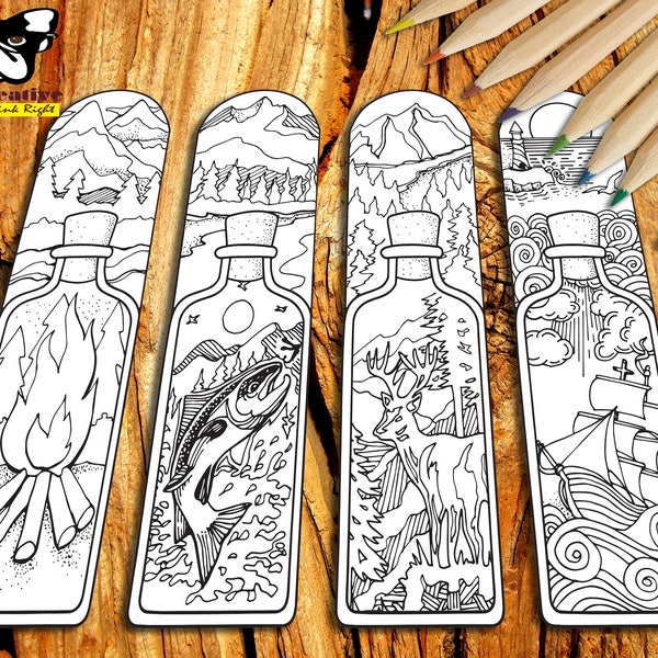 DIY Coloring Bookmarks Bible Journaling Adventure theme Bottle Unique 4 sets