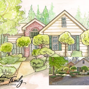 Custom illustration Personalized Water Color Home Portrait New Home Old house Pdf printable Wedding Venue Custom wedding Art