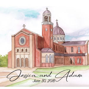 Wedding Venue Portrait Watercolor Sketch Personalized anniversary wedding gift for the couple, Personalized Gift