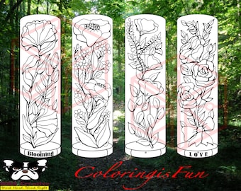 Floral Coloring Bookmarks: Printable Herb & Wildflower Designs (Digital Download)