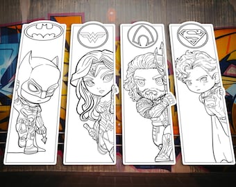 Superheroes Coloring Bookmarks 07– Kids Adventure Craft (Digital Download)
