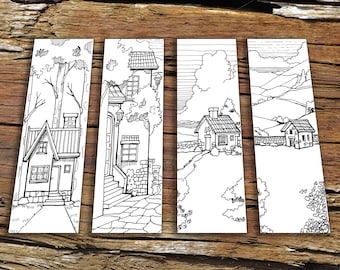 Countryside Life Coloring Bookmarks – Farm, Nature, Adventure Activity (4 Sets) Design 02