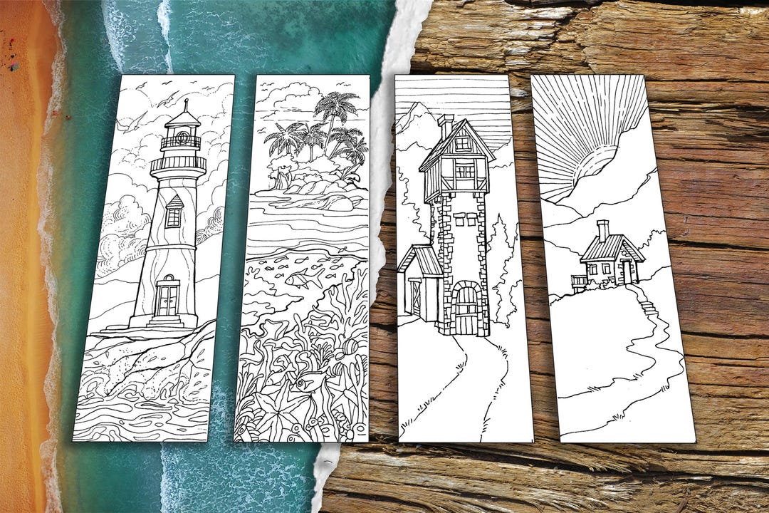 Countryside Life and Beach Coloring Bookmarks – Farm, Nature, Sea ...