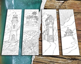 Countryside Life and Beach Coloring Bookmarks – Farm, Nature, Sea Adventure Activity (4 Sets)