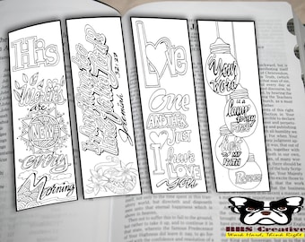 DIY Bible Verse Coloring Bookmarks: Printable Doodles (JPG File)