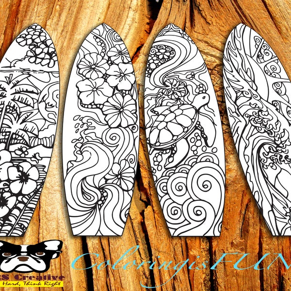 Surfboard Coloring - Etsy