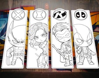 Superheroes Coloring Bookmarks 06– Kids Adventure Craft (Digital Download)