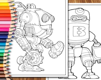 Robots kleurplaten Instant download afdrukbare 2 pagina's