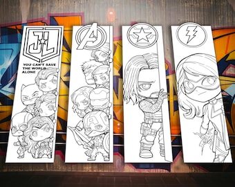 Segnalibri da colorare di supereroi 05 – Attività creative per bambini (Download digitale)