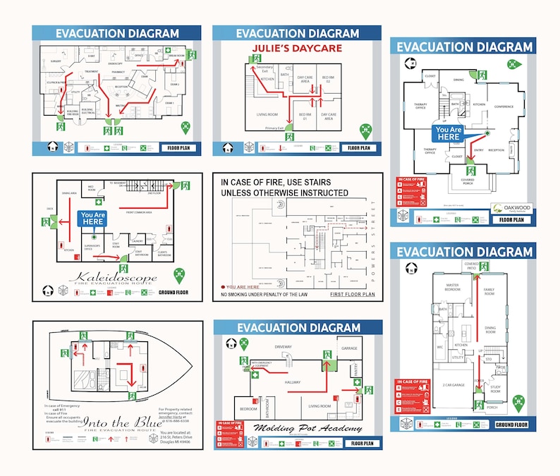 Evacuation Diagram Printable Fire Escape Plan Emergency Response Airbnb ...