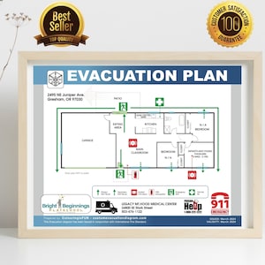 Evakuierungsdiagramm druckbare Feuerleiterplan-Notfallabwehr Airbnb-Zeichen
