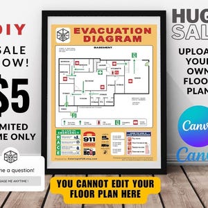Bearbeitbares Evakuierungsdiagramm Notfallfeuerwehr-Routenplan Air Bnb Home Verleih