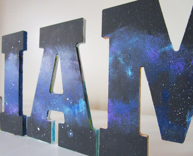 Galaxy wooden name letters galaxy art boys room decorations | Etsy