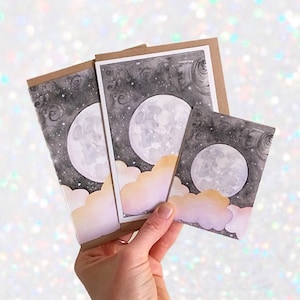 Fairy Moon Karten ~ 2 Größen ~ 100% Recyclingpapier
