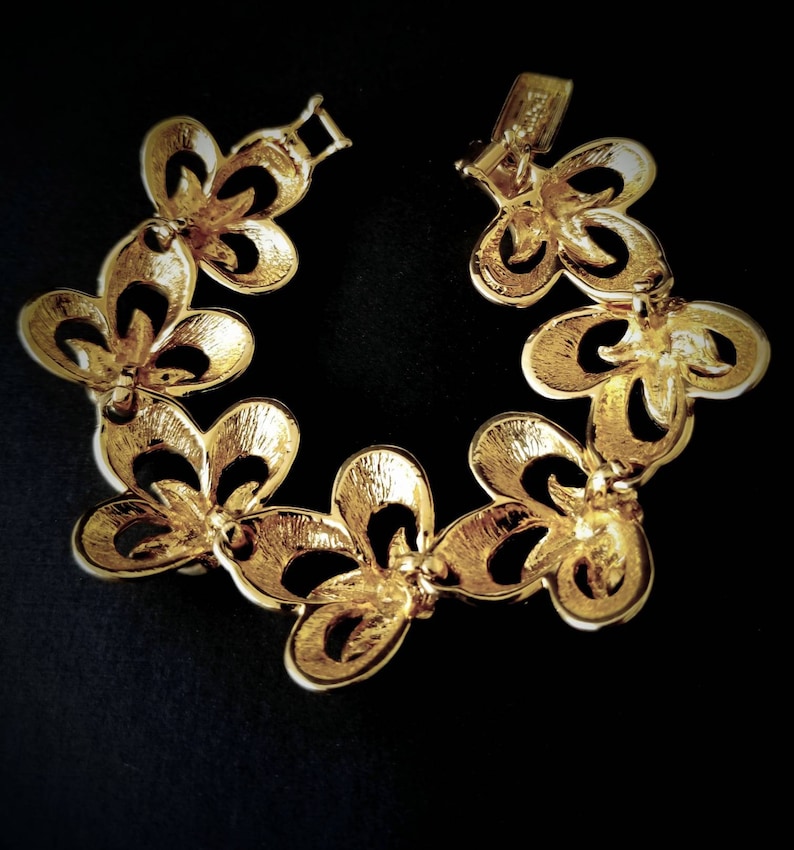 Stunning bracelet Vintage signed CRAFT DUGAL chuncky massive GoldTone alloy
