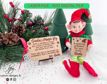 DIGITAL Elf Props Bundle Santa Magic Key Sign Easel Christmas Xmas Holiday SVG Laser Cut File Design Glowforge Accessories Prop Kit Bundle