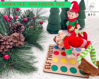 Instant DIGITAL Download*  Elf Prop Twister Game Keepsake Christmas Xmas Holiday SVG Laser Cut File Design DIY Glowforge Wood Accessories