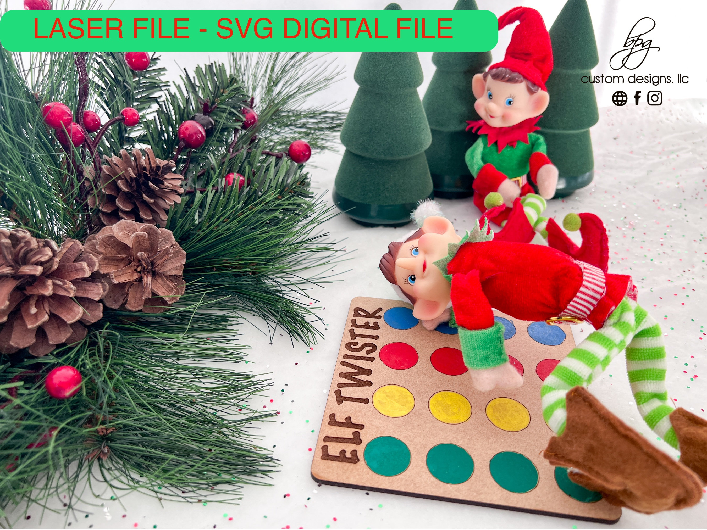 Instant DIGITAL Download* Elf Prop Twister Game Keepsake Christmas Xmas ...