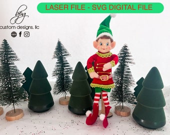 Instant DIGITAL Download*  Elf Prop Adjustable Upright Stand Brace Holder Christmas Xmas Holiday SVG Cut File DIY Glowforge Wood Accessories