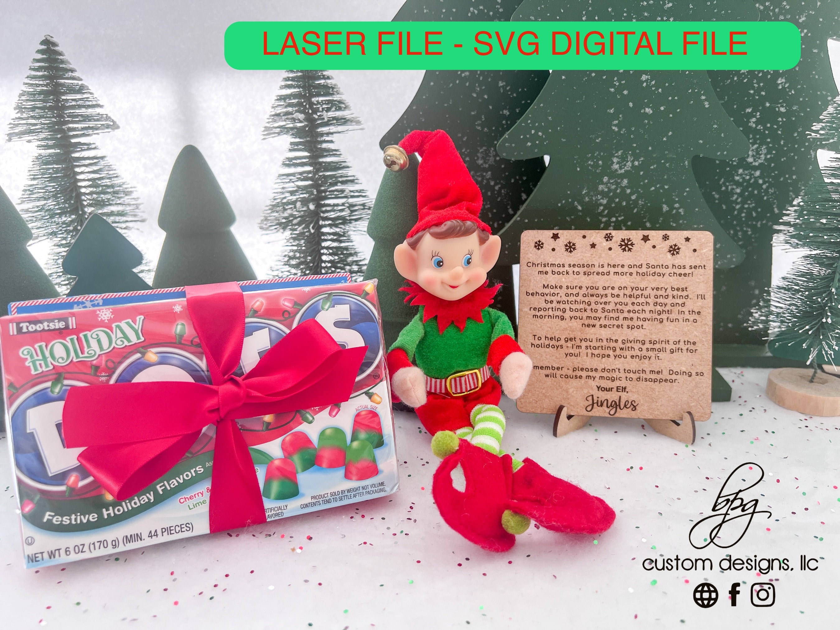 DIGITAL Elf Shelf Prop Back Welcome Behavior Gift Card Easel Christmas ...