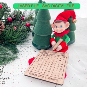 DIGITAL Elf Prop Elf Word Search Game Christmas Xmas Holiday SVG Laser File Design DIY Glowforge Wood 3D Accessories Kit Bundle Elves