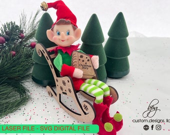 DIGITAL Bundle Kit  Elf Prop Rocking Chair Storybook Christmas Santa Holiday SVG Laser Cut File Design DIY Glowforge Accessories Elves