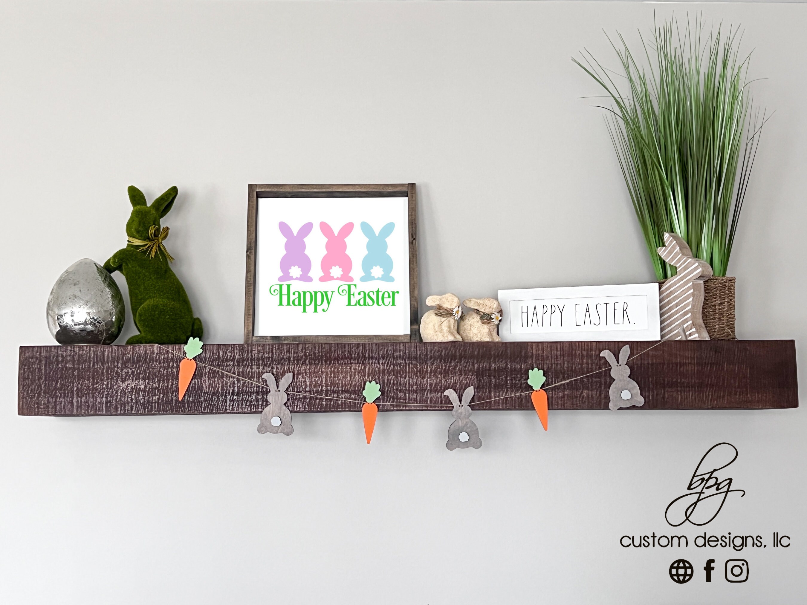 DIGITAL Easter Bunny Carrot Garland Banner Family Fireplace Mantle ...