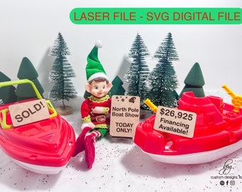 DIGITAL Elf Prop Boat Show Sign Easel Christmas Xmas Holiday SVG Laser File Design Glowforge Wood Accessories Elves Kit Bundle
