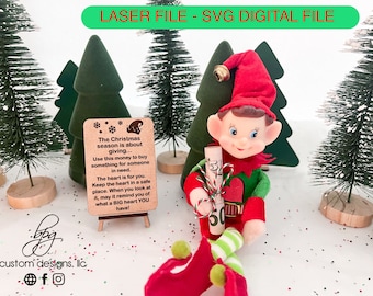 DIGITAL Elf Prop Santa Season Giving Gift Money Heart Sign Easel Christmas Xmas Holiday SVG File Glowforge Accessories Elves Kit Bundle