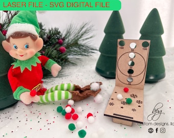 DIGITAL Elf Prop Skeeball Game Christmas Xmas Holiday SVG Laser Cut File Design DIY Wood accessories Two Elves Kit Bundle