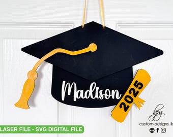 DIGITAL 2025 2026 2027 Graduation Door Sign School College Preschool Grad Party Decor Decoration SVG Laser File Glowforge Aura Thunder