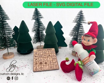 DIGITAL Elf Prop Bingo Game Christmas Xmas Holiday SVG Laser Design DIY Glowforge Wood 3D Accessories Elves File