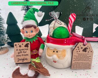 DIGITAL Elf Prop Hot Cocoa Bomb Chocolate Spoon Mug Christmas Xmas Holiday SVG Laser File Glowforge Wood Accessories Kit Bundle Two Elves