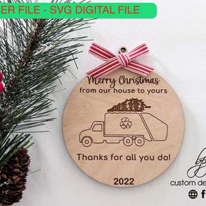 Digitaler Download Müll Garbage Waste Recycling LKW Danke Kombi Geschenk Weihnachten Xmas Ornament Andenken SVG Laser Holz Trashman Garbageman