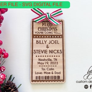 Digitales Konzert-Theater-Unterhaltung Eintrittskarte Pass Faux Tickets Ornament Geschenk Weihnachtsandenken SVG-Datei Glowforge Laser