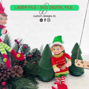 Instant DIGITAL Download*  Elf Prop Swing Keepsake Christmas Xmas Holiday SVG Laser Cut File Design DIY Glowforge Wood Accessories