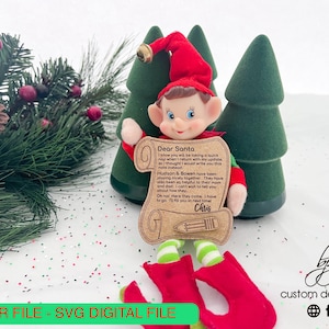 DIGITAL Elf Prop Scroll Dear Santa Update Behavior Report Christmas Holiday SVG Laser Cut File Glowforge Accessories Two Elves Kit Bundle