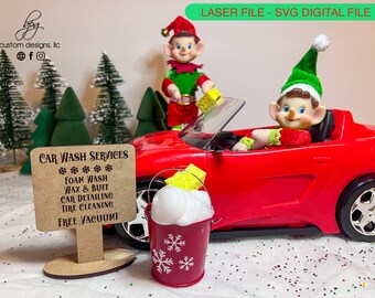 DIGITAL Elf Prop Elf Car Wash Auto Sign Christmas Xmas Holiday SVG Laser Cut File Design DIY Glowforge Accessories Elves Kit Bundle