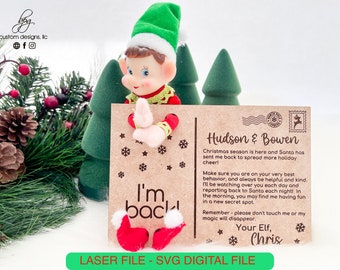 DIGITAL Hello Elf Shelf Prop Back Return Welcome Behavior Report Letter Postcard Christmas Holiday SVG Laser Accessories Glowforge Two Elves