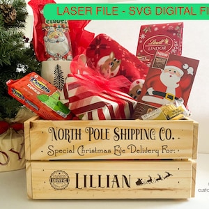 DIGITALER DOWNLOAD * Nordpol Versand Weihnachtsmann Elfe Post Firma Heiligabend Weihnachtskiste Digitale Datei Design SVG