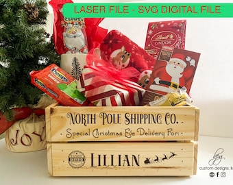 DIGITAL DOWNLOAD* North Pole Shipping Santa Elf Mail Company Christmas Eve Crate Digital File Design SVG