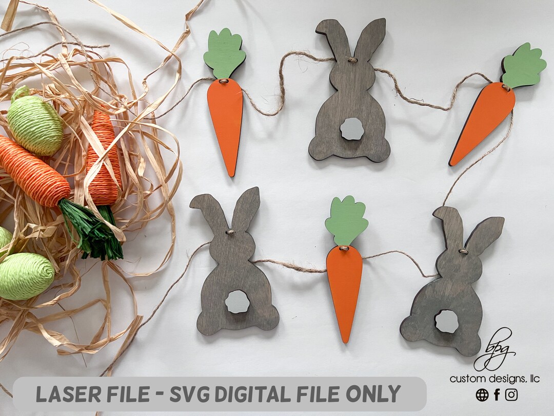 DIGITAL Easter Bunny Carrot Garland Banner Family Fireplace Mantle ...