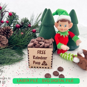 Instant DIGITAL Download*  Elf Prop Reindeer Poop Box Christmas Xmas Holiday SVG Laser Cut File Design DIY Glowforge Wood Accessories