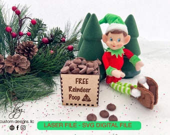 Instant DIGITAL Download*  Elf Prop Reindeer Poop Box Christmas Xmas Holiday SVG Laser Cut File Design DIY Glowforge Wood Accessories