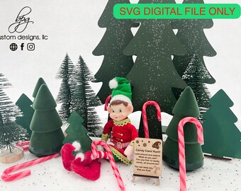 DIGITAL Elf Prop Candy Cane Hunt Search Look Find Sign Easel Christmas Xmas Holiday SVG Laser Cut File Design DIY Glowforge Wood Accessories
