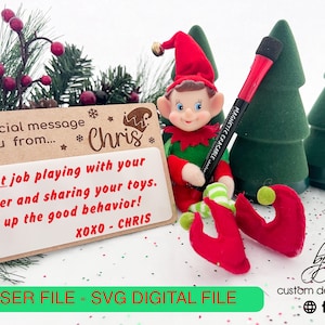 DIGITAL Elf Prop Santa Message Board Whiteboard Christmas Xmas Holiday SVG Laser File Design DIY Glowforge Accessories Two Elves Kit Bundle