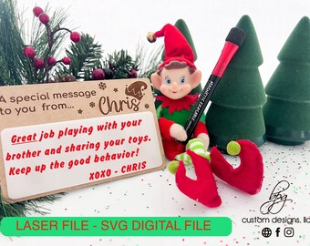 DIGITAL Elf Prop Santa Message Board Whiteboard Christmas Xmas Holiday SVG Laser File Design DIY Glowforge Accessories Two Elves Kit Bundle